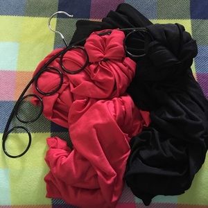 2 Infinity Scarves 1 Red/1 Black and A Scarf Hanger! NWOT!
